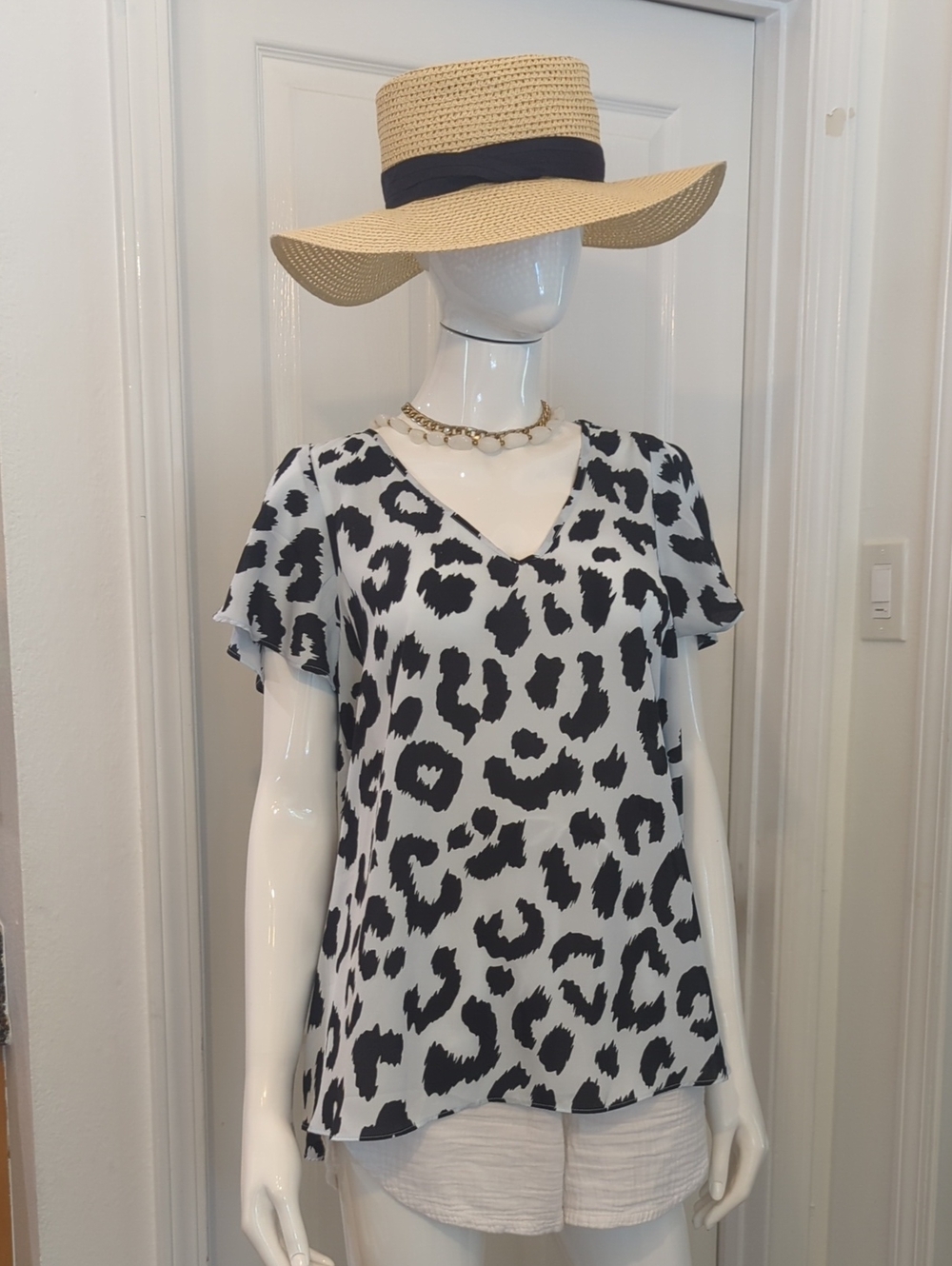 Buddy Love Black & White Animal Print Top Tunic M